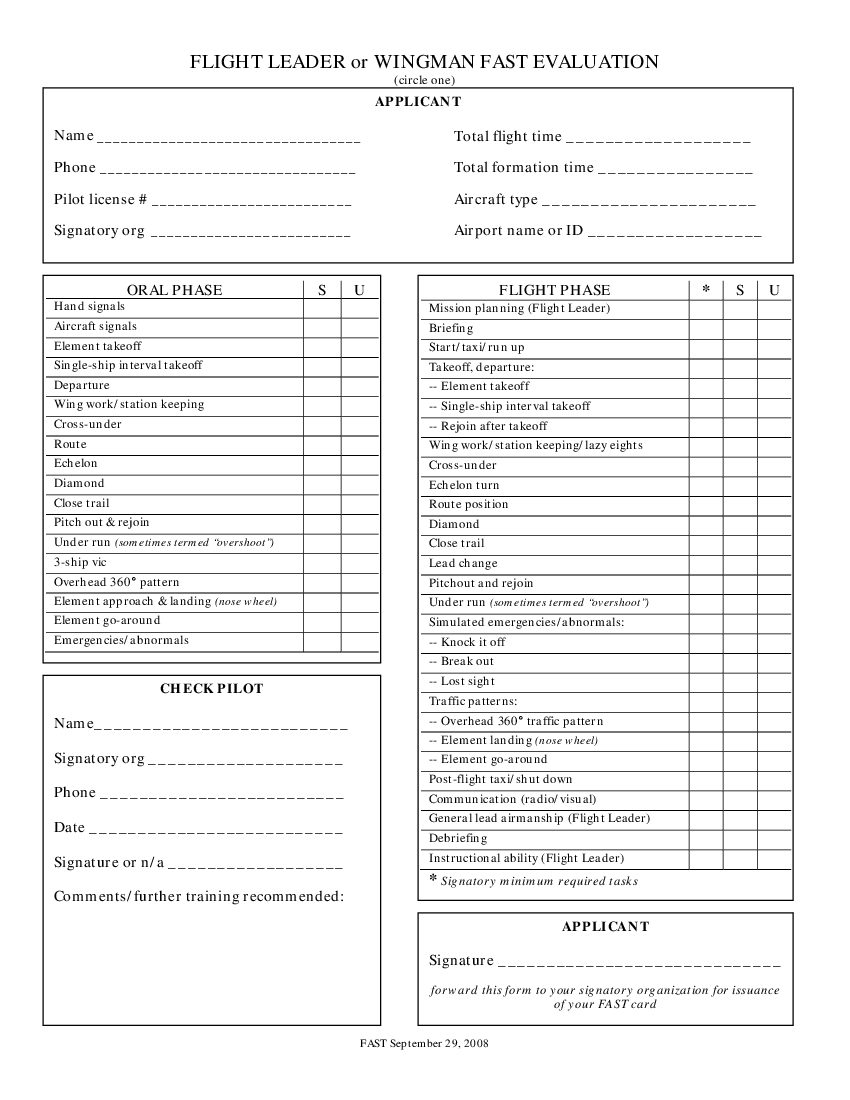 FAST Evaluation Form preview