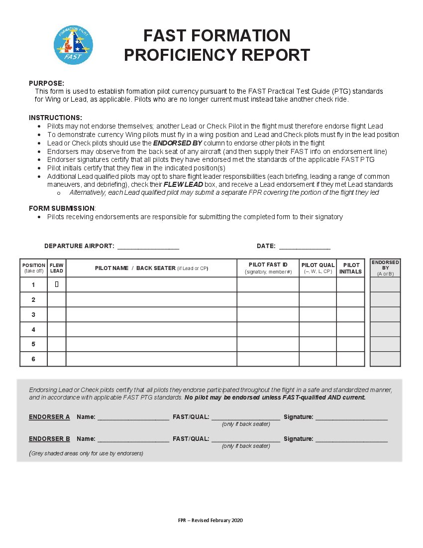 FAST Formation Proficiency Report preview