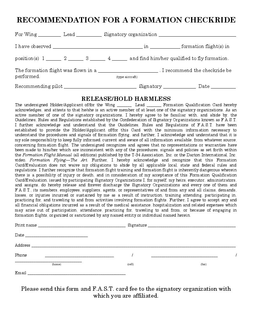 FAST Recommendation Form preview